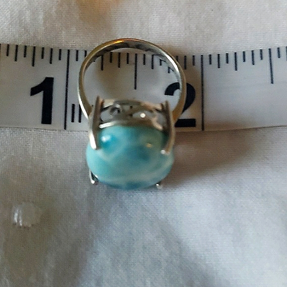Stunning Larimar 925 Sterling Silver Scroll Ring - Picture 12 of 12